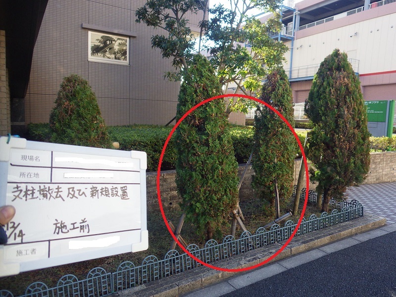 支柱 風除け支柱 の種類とバージョンアップ例 東京 葛飾区 都内近郊の造園 庭 植木 小林造園